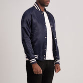 Yaken Blue Leather Varsity Jacket